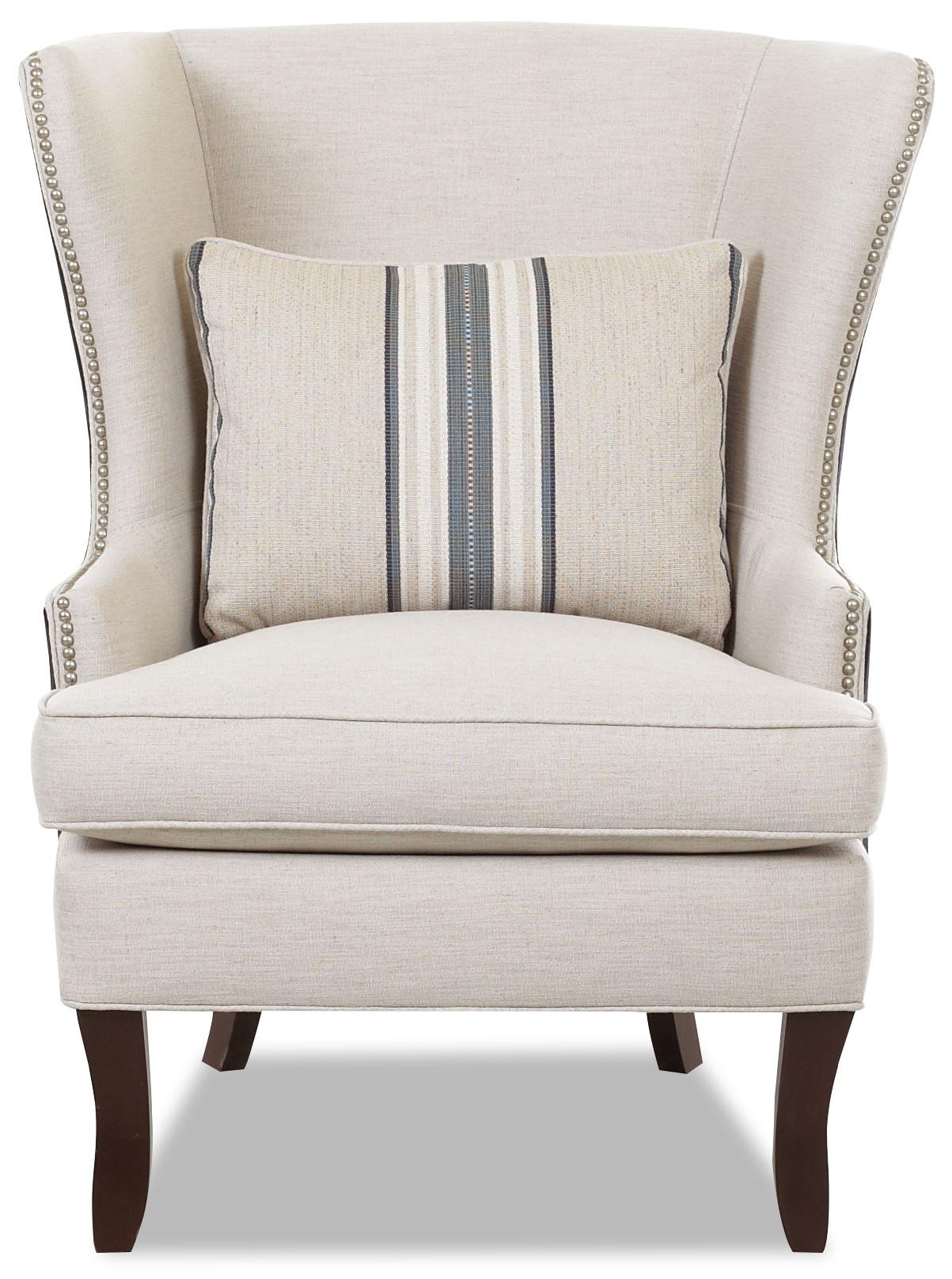 Klaussner Chairs and Accents Transitional Krauss Wing Chair with Nail